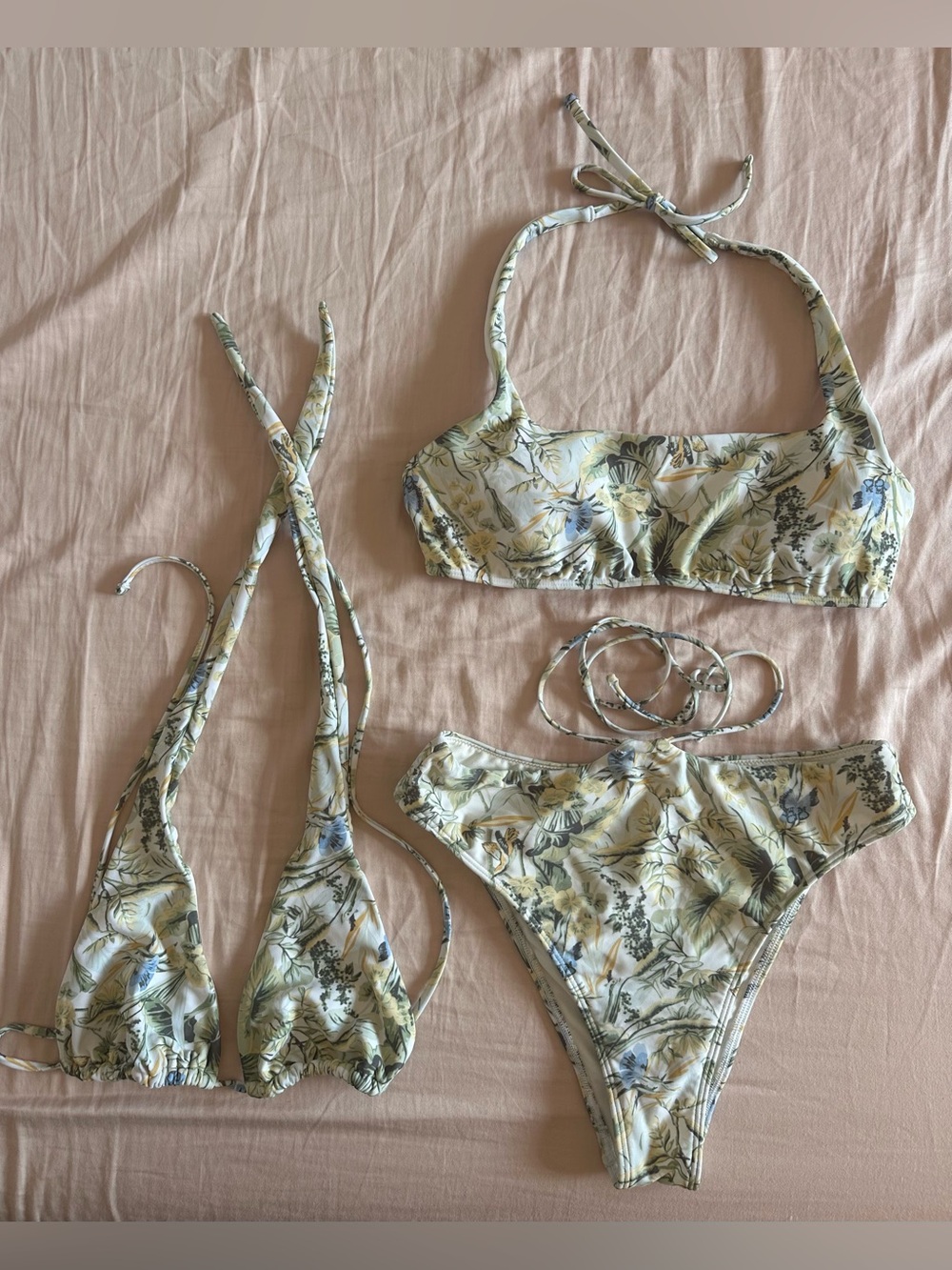 Abercrombie & Fitch Cream Floral Strap Bikini Set